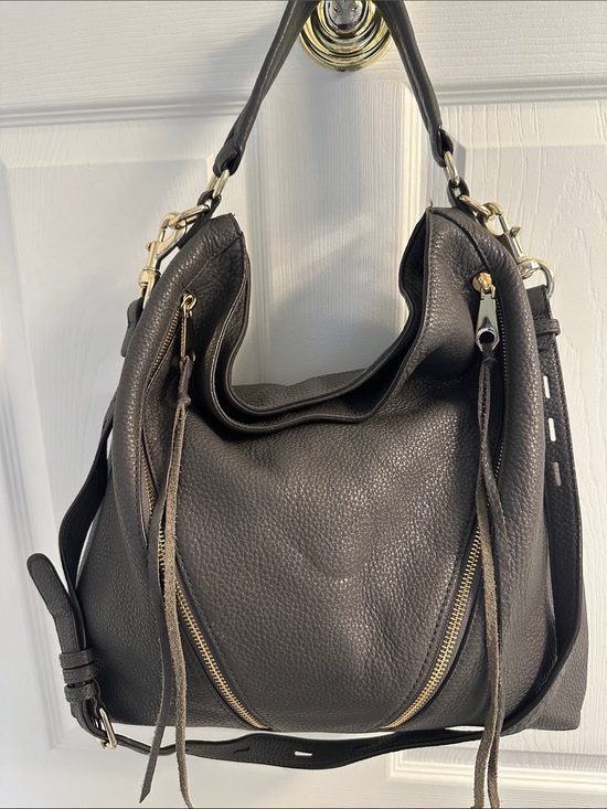 Rebecca Minkoff Handbags - Rebecca Minkoff Moto Hobo Leather Shoulder Bag Dark Gray Gold Hardware